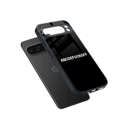 ABCDEFUCKOFF Black sleek google pixel 10 pro xl cover with tempered glass back and TPU edges