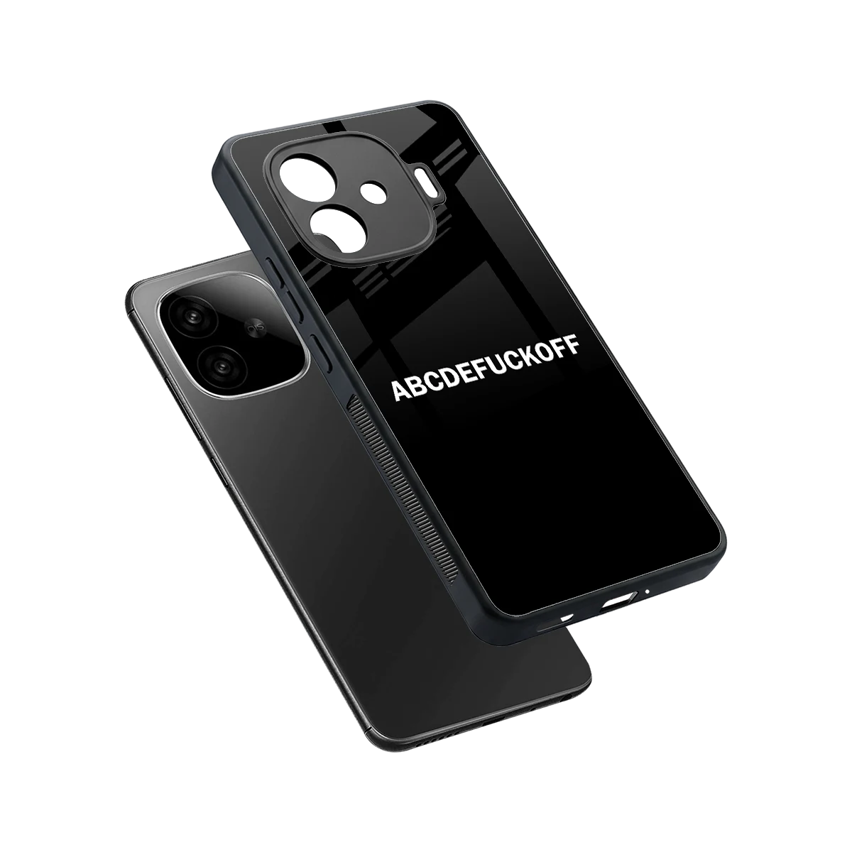 ABCDEFUCKOFF Black sleek iqoo neo 10r 5g cover with tempered glass back and TPU edges