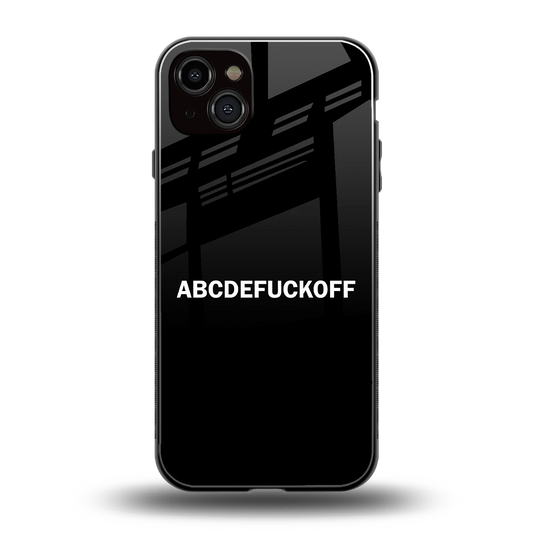 ABCDEFUCKOFF Black back phone cover | glass case for iphone 14 plus