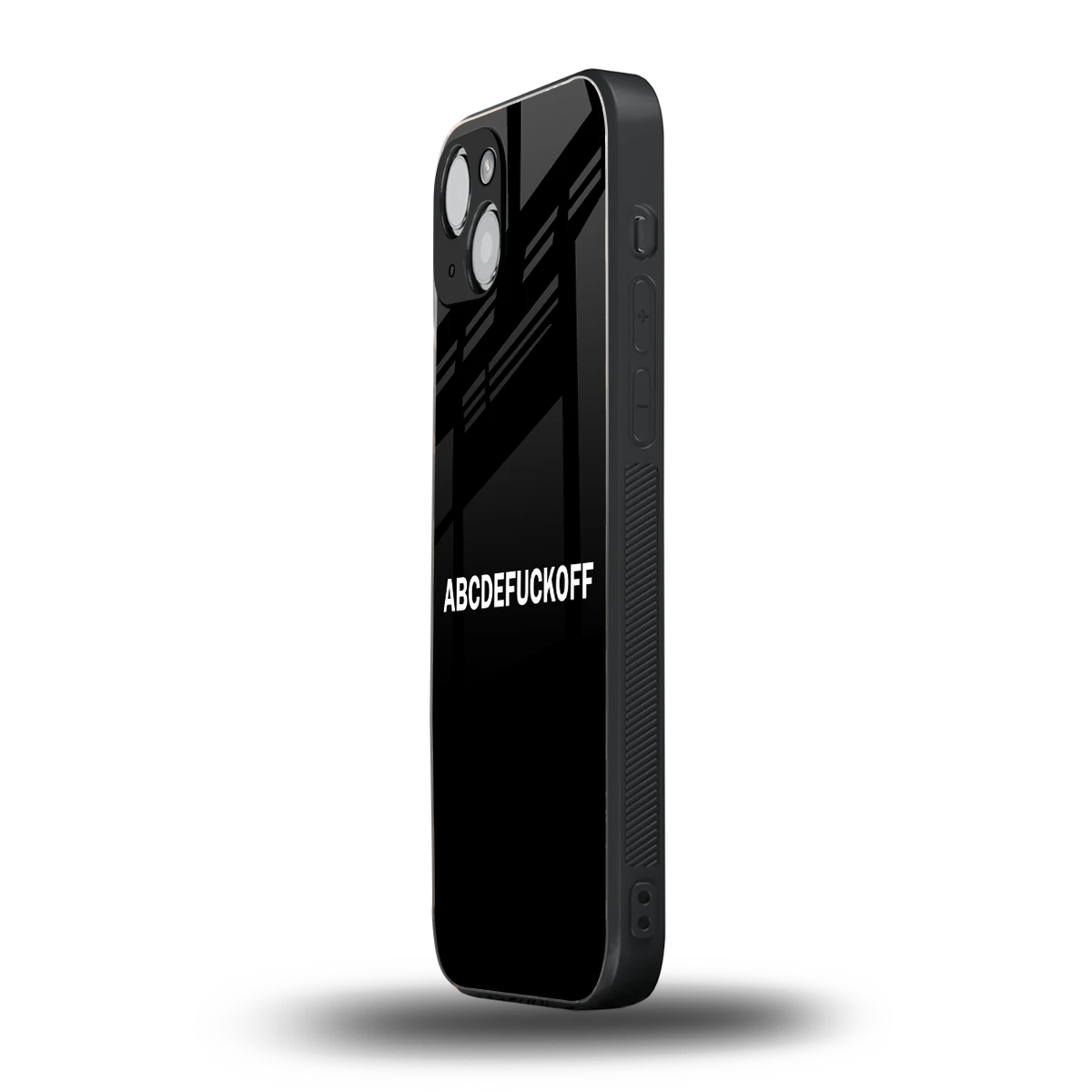 ABCDEFUCKOFF Black iphone 14 plus mobile cover | shockproof glass phone case