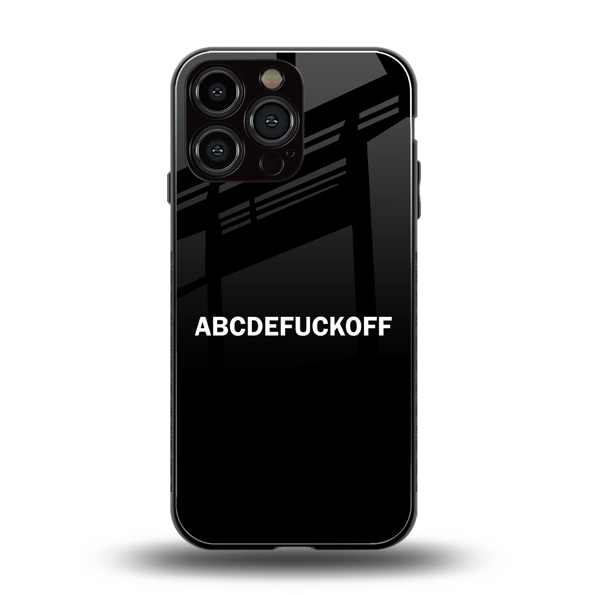 ABCDEFUCKOFF Black back phone cover | glass case for iphone 15 pro max
