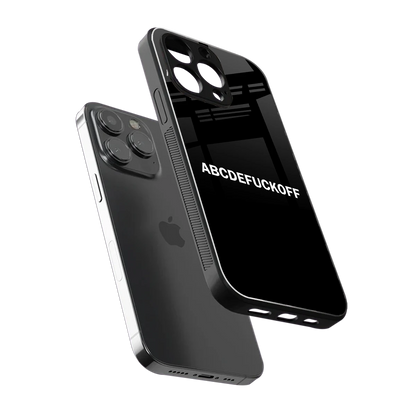 ABCDEFUCKOFF Black sleek iphone 15 pro max cover with tempered glass back and TPU edges