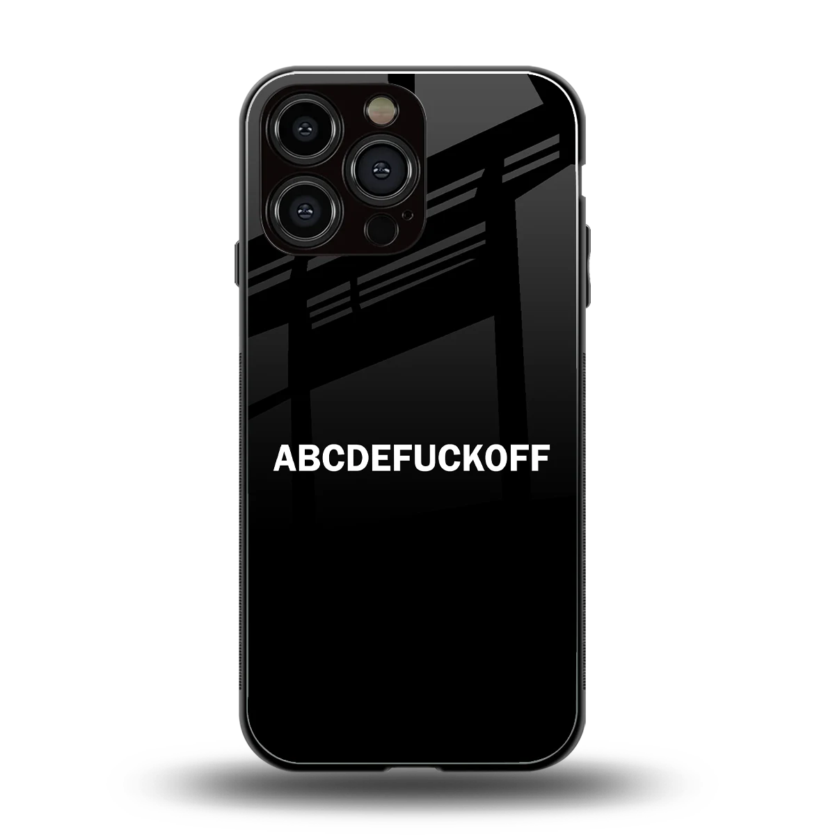 ABCDEFUCKOFF Black back phone cover | glass case for iphone 16 pro max