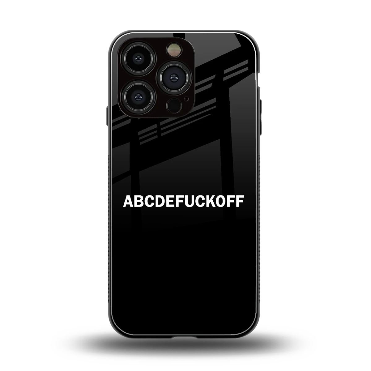 ABCDEFUCKOFF Black back phone cover | glass case for iphone 16 pro