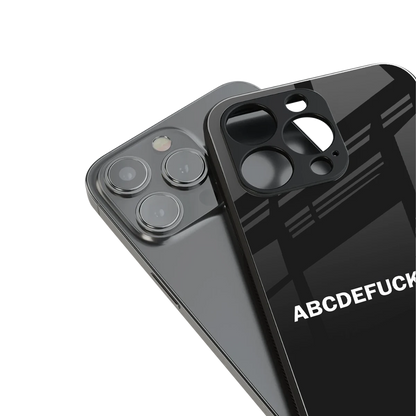 ABCDEFUCKOFF Black stylish phone case for iphone 15 pro max | glossy glass and slim fit