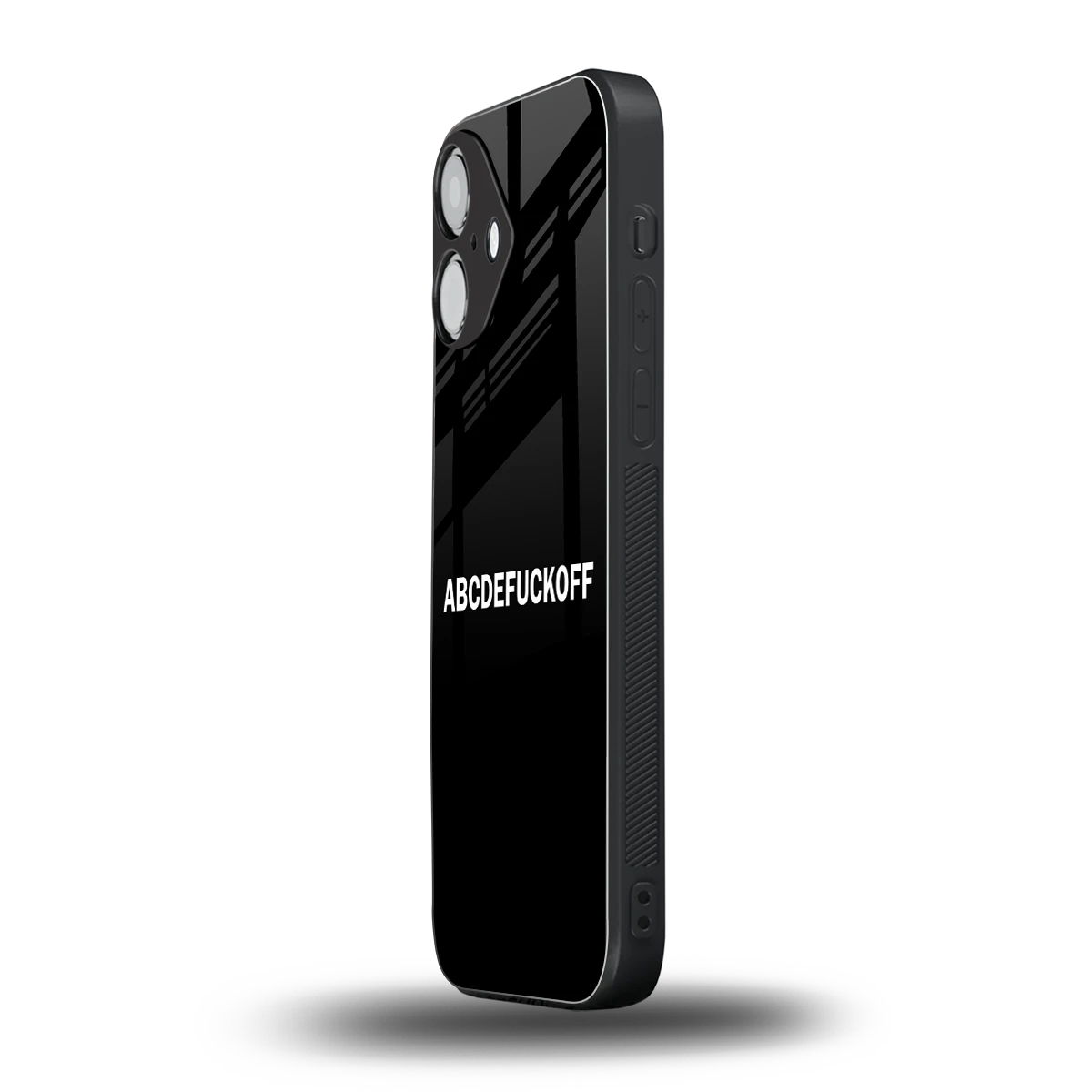 ABCDEFUCKOFF Black iPhone 16 mobile cover | shockproof glass phone case