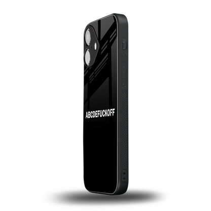 ABCDEFUCKOFF Black iPhone 16 mobile cover | shockproof glass phone case