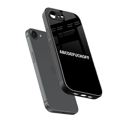 ABCDEFUCKOFF Black sleek iphone 17e cover with tempered glass back and TPU edges