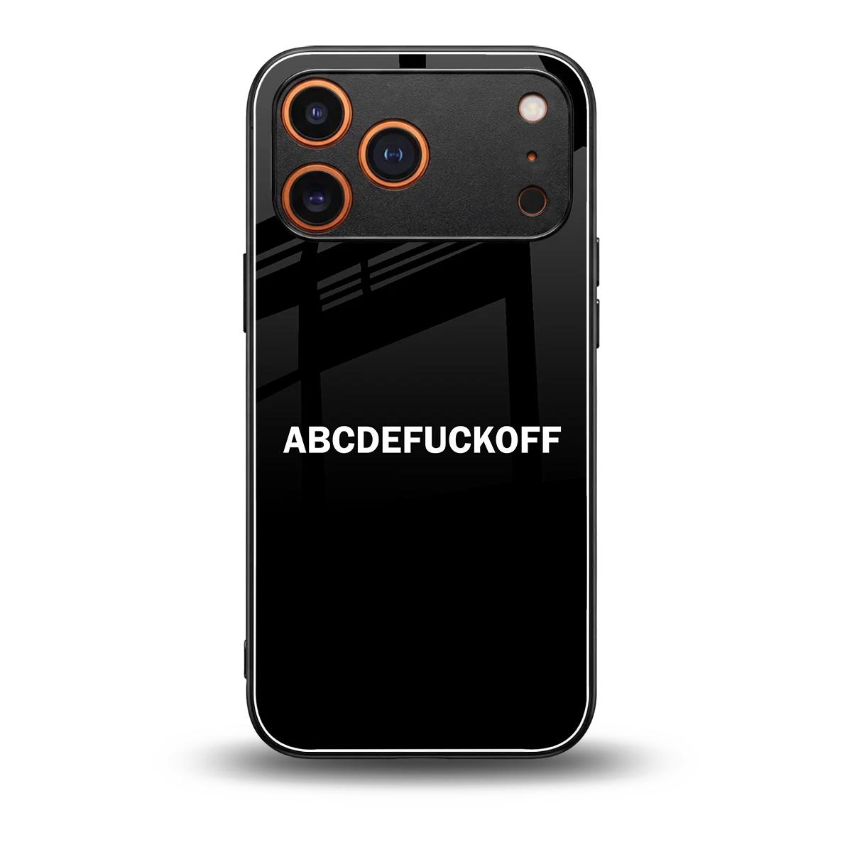 ABCDEFUCKOFF Black back phone cover | glass case for iphone 17 pro