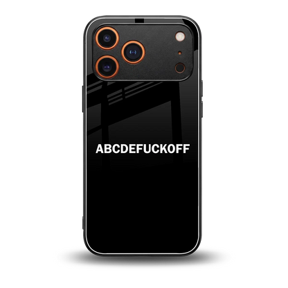 ABCDEFUCKOFF Black back phone cover | glass case for iphone 17 pro