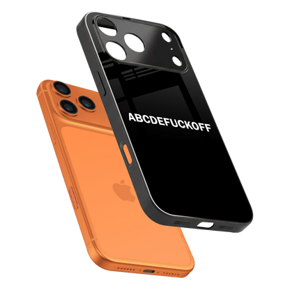ABCDEFUCKOFF Black sleek iphone 17 pro max cover with tempered glass back and TPU edges