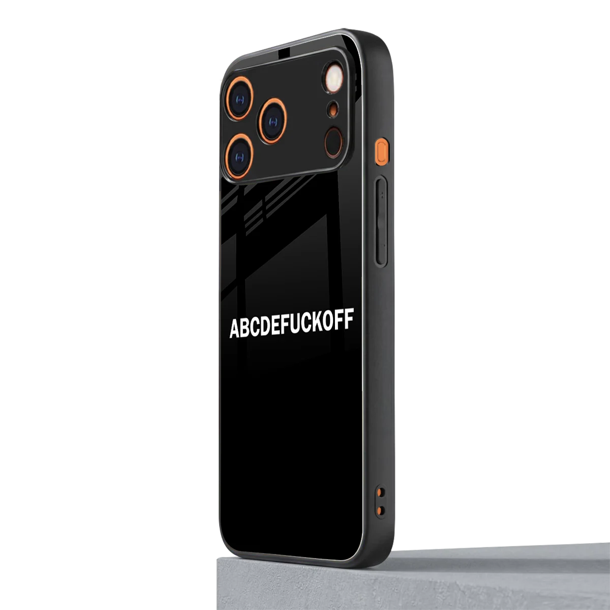 ABCDEFUCKOFF Black iphone 17 pro max mobile cover | shockproof glass phone case
