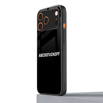 ABCDEFUCKOFF Black iphone 17 pro max mobile cover | shockproof glass phone case