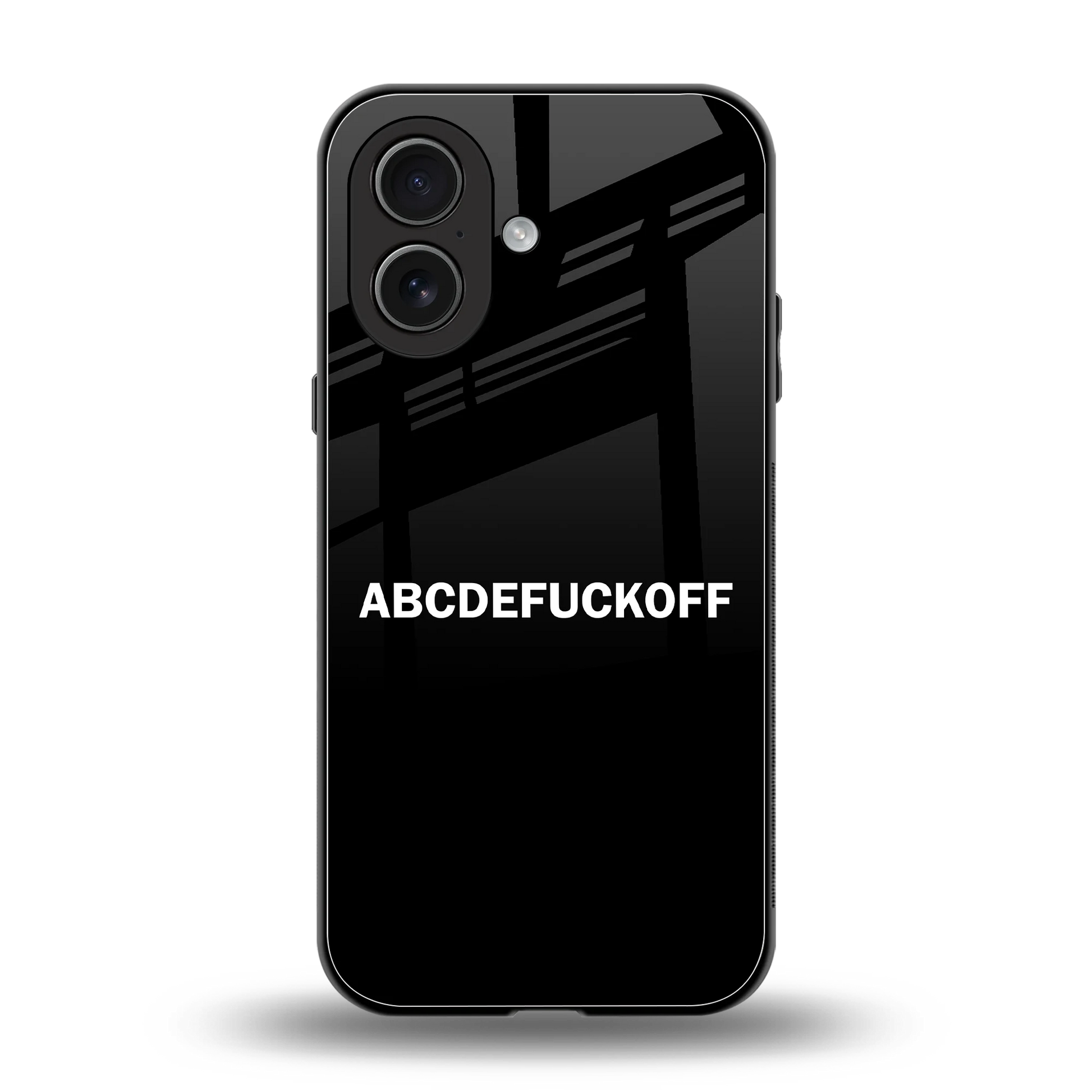ABCDEFUCKOFF Black back phone cover | glass case for iphone 17