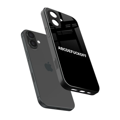 ABCDEFUCKOFF Black sleek iphone 17 cover with tempered glass back and TPU edges