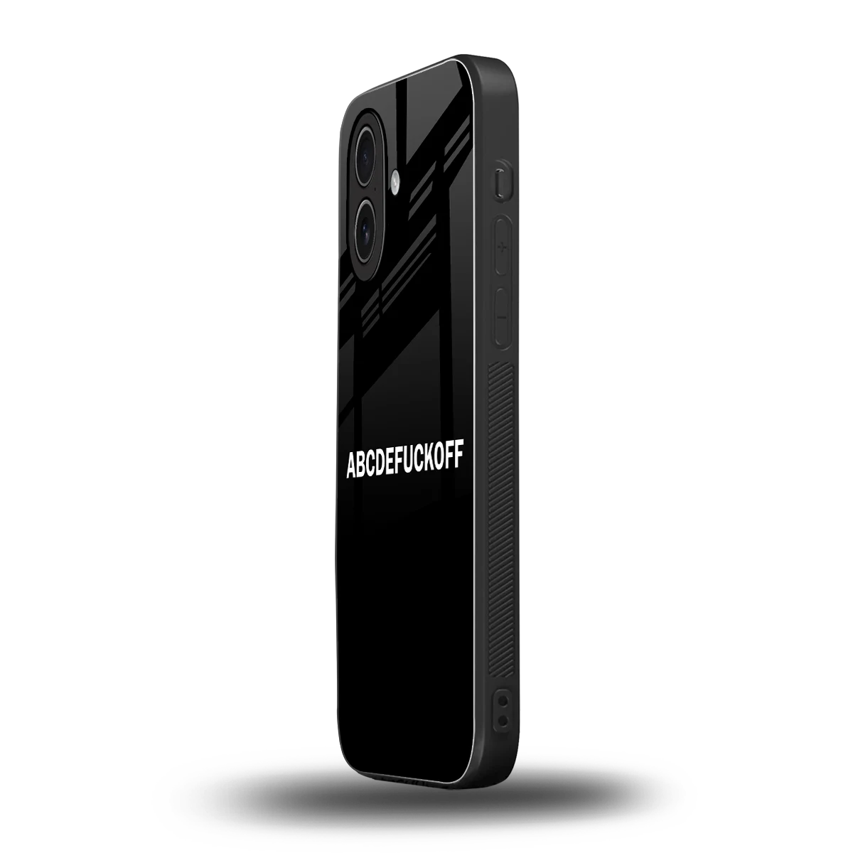 ABCDEFUCKOFF Black iphone 17 mobile cover | shockproof glass phone case
