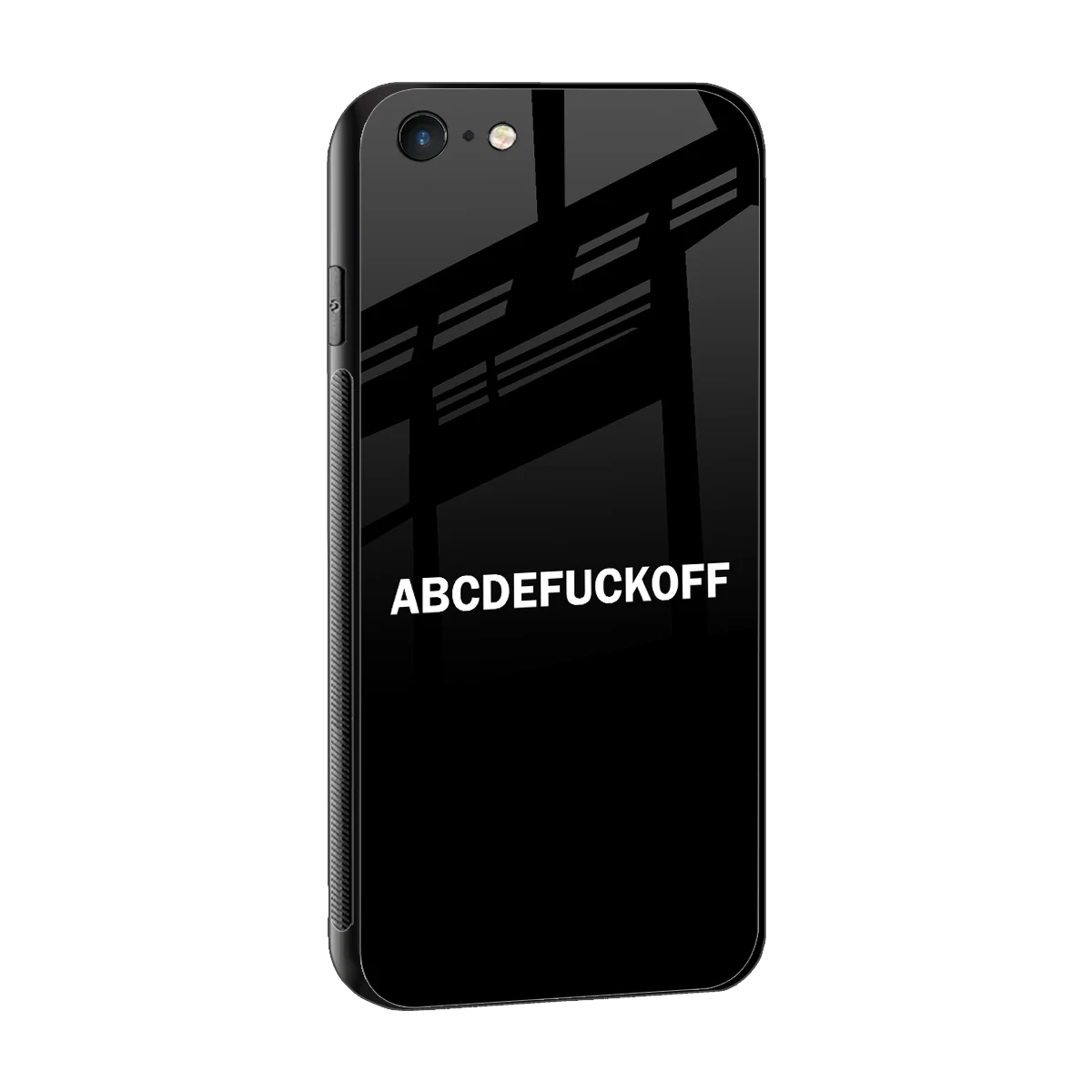ABCDEFUCKOFF Black sleek iphone 6s plus cover with tempered glass back and TPU edges