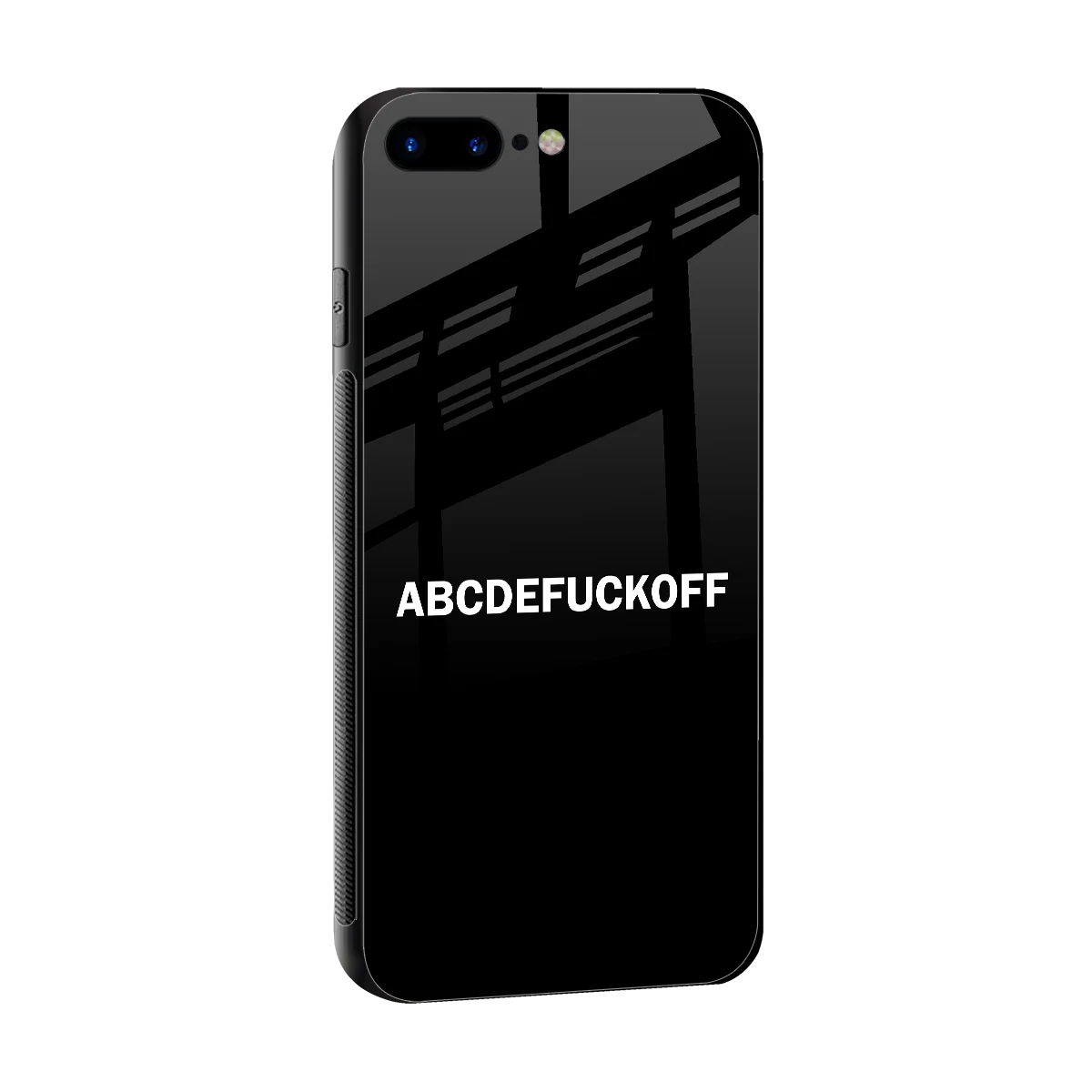 ABCDEFUCKOFF Black sleek iphone 8 plus cover with tempered glass back and TPU edges