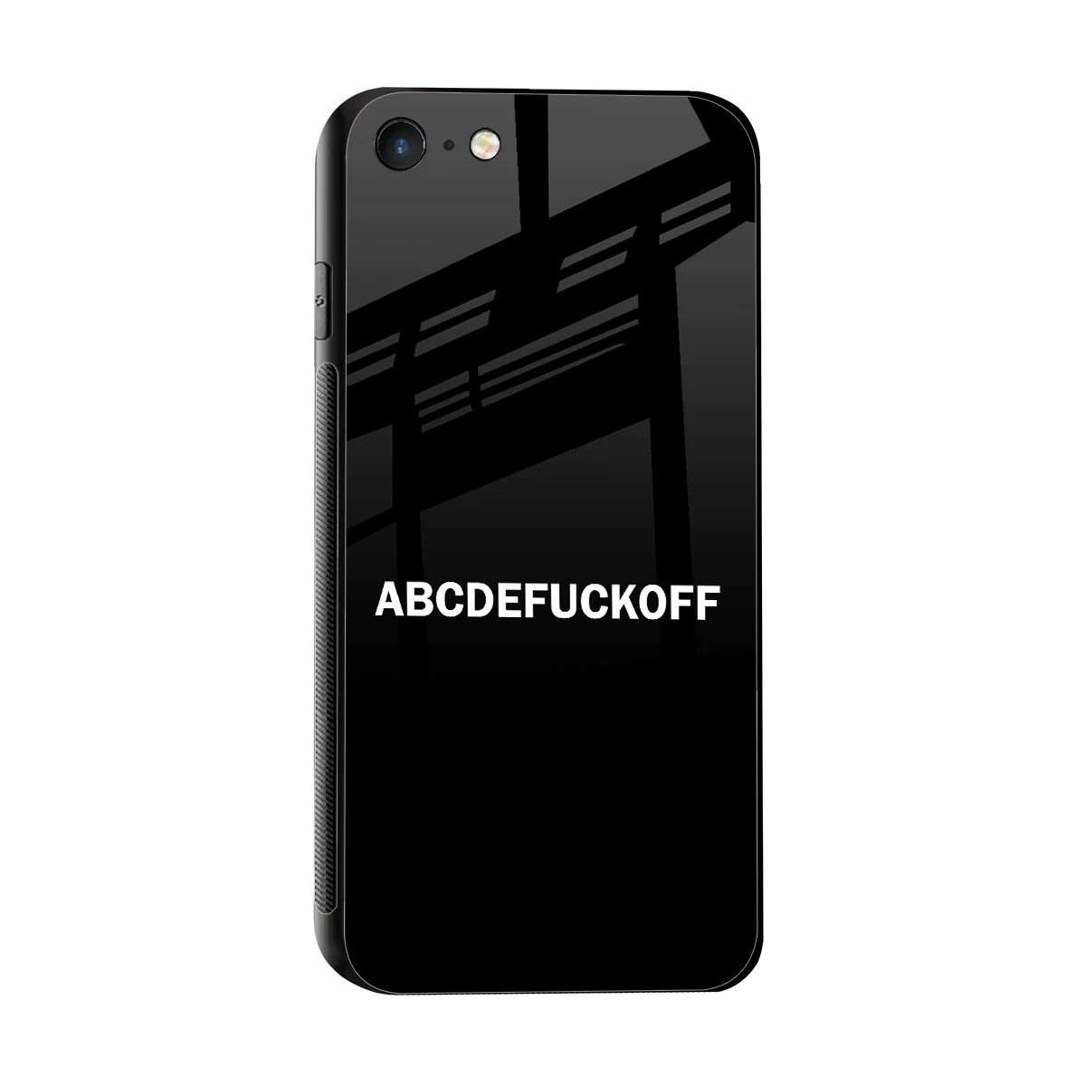 ABCDEFUCKOFF Black sleek iphone 7 cover with tempered glass back and TPU edges