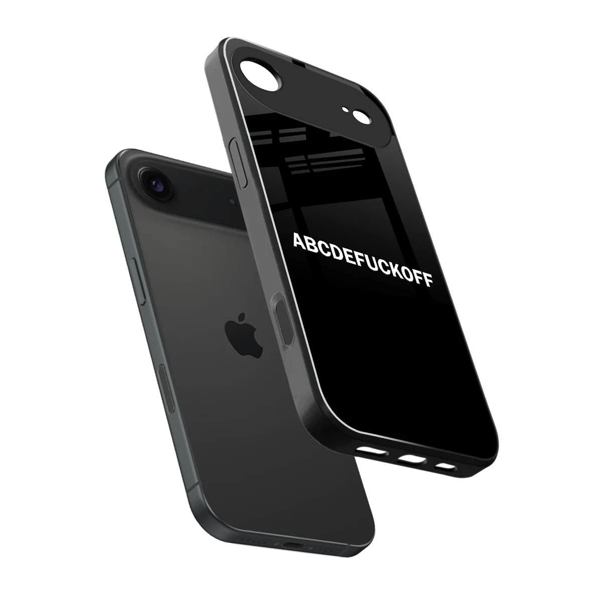 ABCDEFUCKOFF Black sleek iphone air cover with tempered glass back and TPU edges