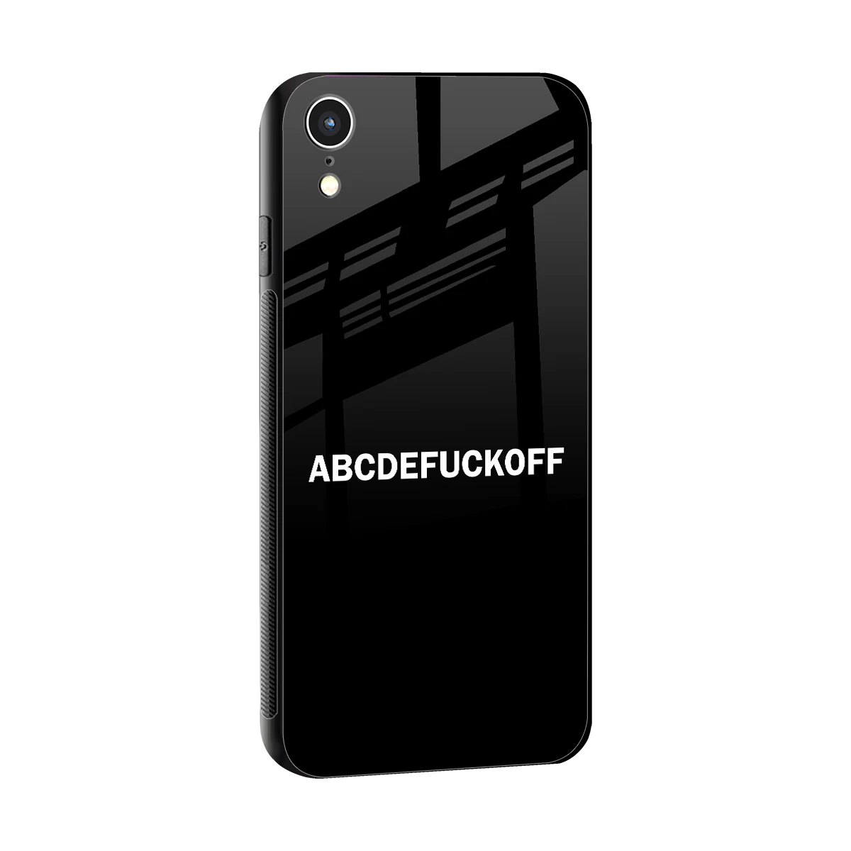 ABCDEFUCKOFF Black sleek iphone xr cover with tempered glass back and TPU edges