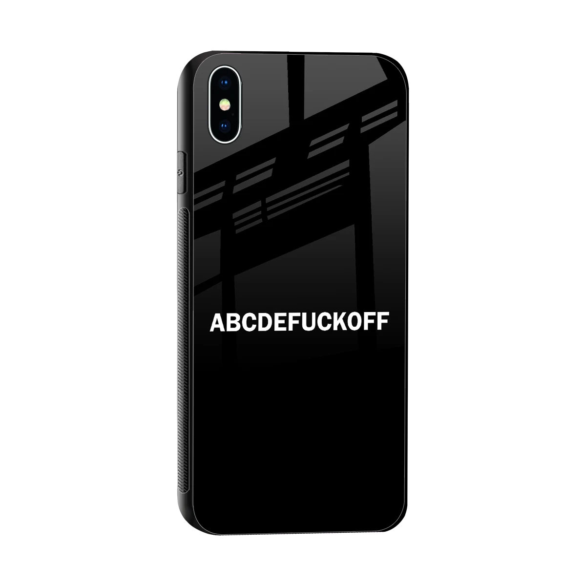 ABCDEFUCKOFF Black sleek iphone xs max cover with tempered glass back and TPU edges
