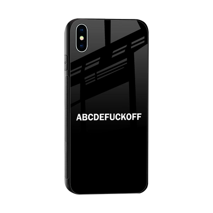 ABCDEFUCKOFF Black sleek iphone xs max cover with tempered glass back and TPU edges