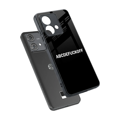 ABCDEFUCKOFF Black sleek motorola edge 40 neo 5g cover with tempered glass back and TPU edges