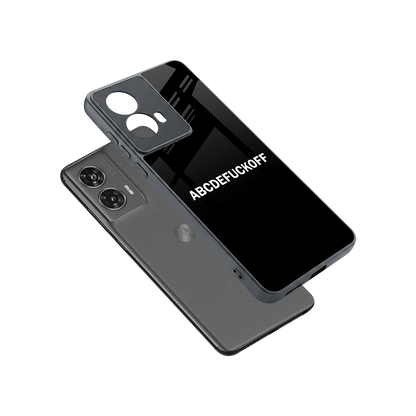 ABCDEFUCKOFF Black sleek motorola edge 50 fusion cover with tempered glass back and TPU edges