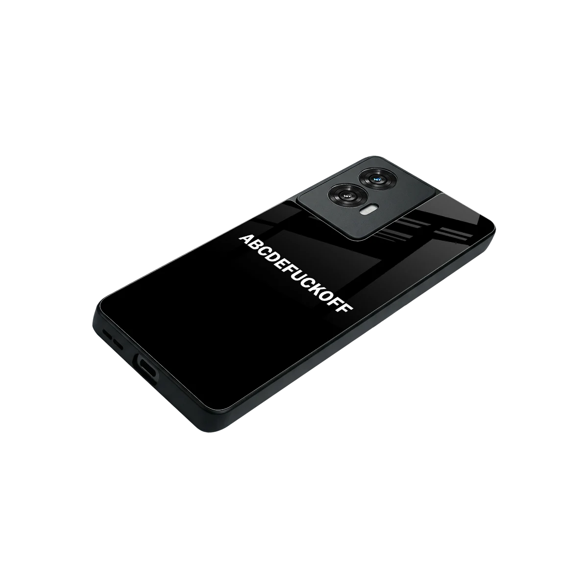 ABCDEFUCKOFF Black stylish phone case for motorola edge 50 fusion | glossy glass and slim fit