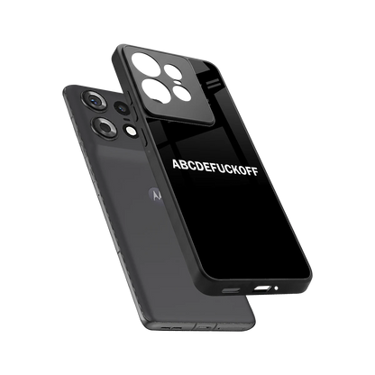 ABCDEFUCKOFF Black sleek motorola edge 50 pro cover with tempered glass back and TPU edges