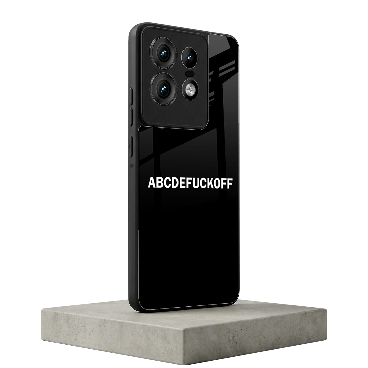 ABCDEFUCKOFF Black motorola edge 50 pro mobile cover | shockproof glass phone case