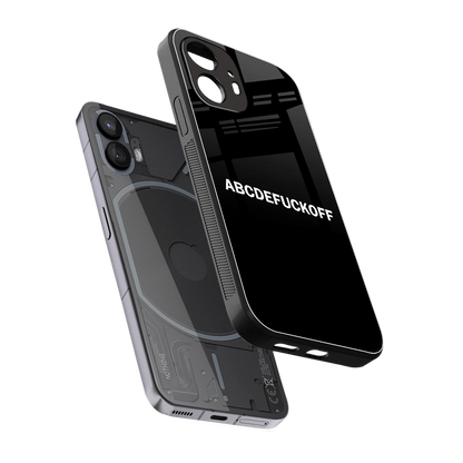 ABCDEFUCKOFF Black sleek nothing phone 2 cover with tempered glass back and TPU edges
