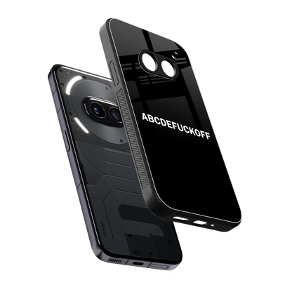 ABCDEFUCKOFF Black sleek nothing phone 2a cover with tempered glass back and TPU edges