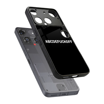 ABCDEFUCKOFF Black sleek nothing phone 3 cover with tempered glass back and TPU edges