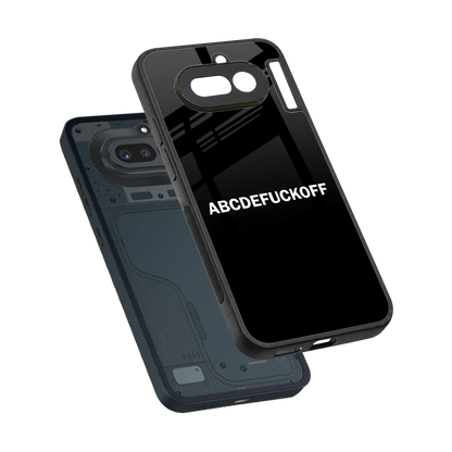 ABCDEFUCKOFF Black sleek nothing phone 4a cover with tempered glass back and TPU edges