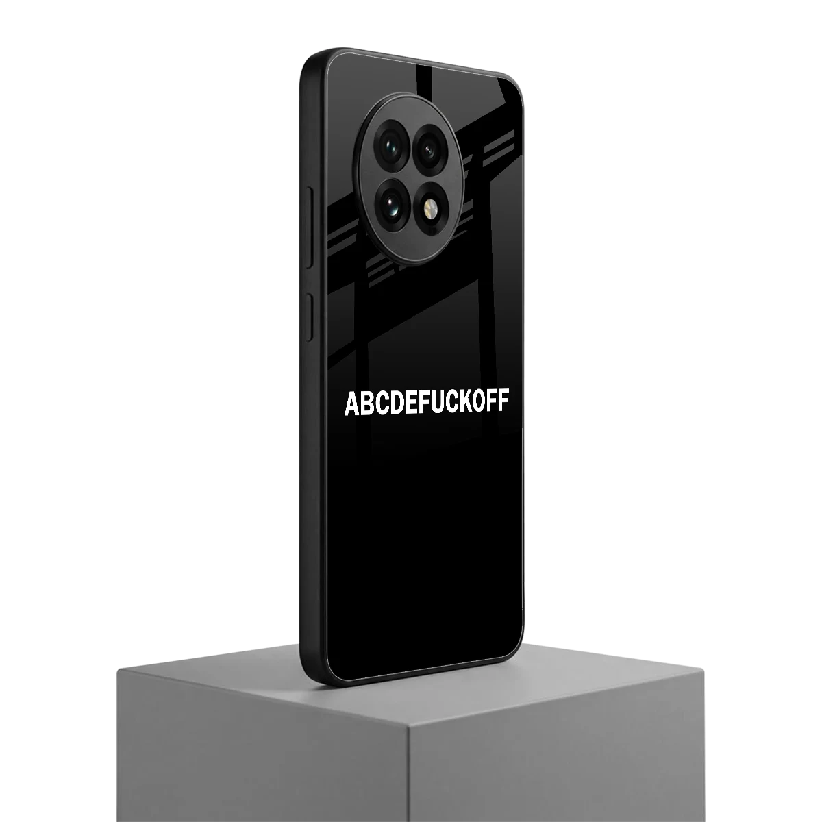 ABCDEFUCKOFF Black oneplus 13r mobile cover | shockproof glass phone case