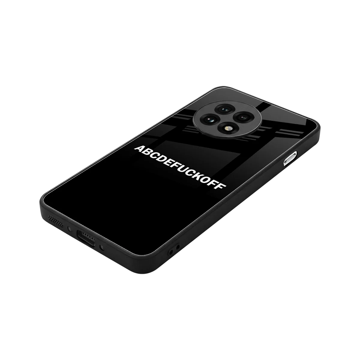 ABCDEFUCKOFF Black stylish phone case for oneplus 13r | glossy glass and slim fit