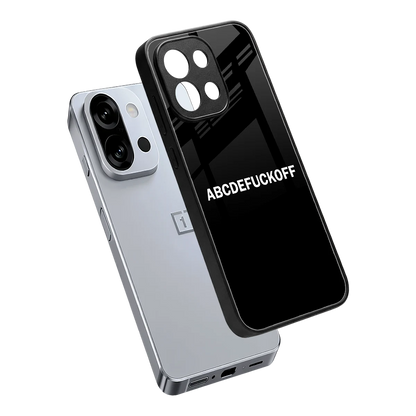 ABCDEFUCKOFF Black sleek oneplus 13s cover with tempered glass back and TPU edges