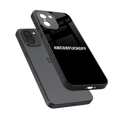 ABCDEFUCKOFF Black sleek oneplus 15r cover with tempered glass back and TPU edges