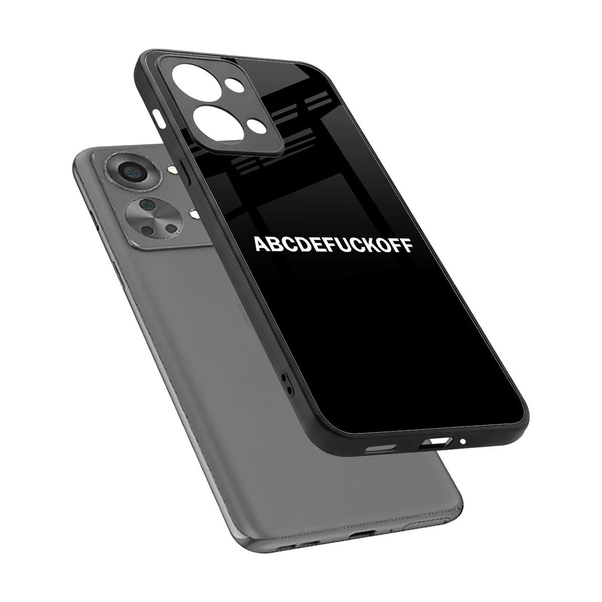 ABCDEFUCKOFF Black sleek oneplus nord 2t cover with tempered glass back and TPU edges