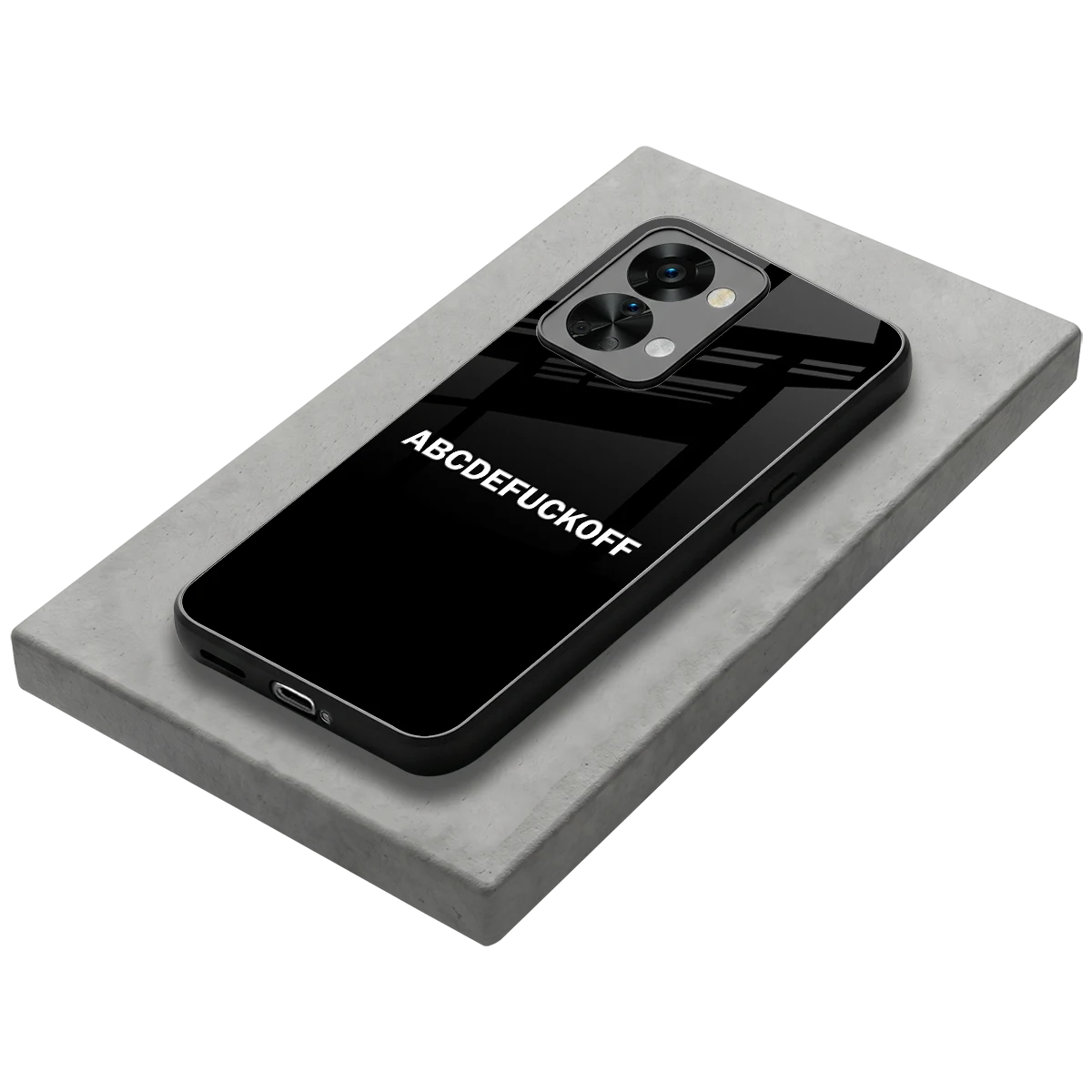 ABCDEFUCKOFF Black stylish phone case for oneplus nord 2t | glossy glass and slim fit