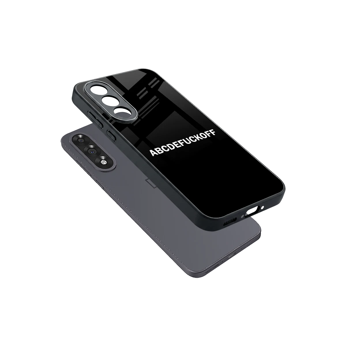 ABCDEFUCKOFF Black sleek oneplus nord 5 cover with tempered glass back and TPU edges