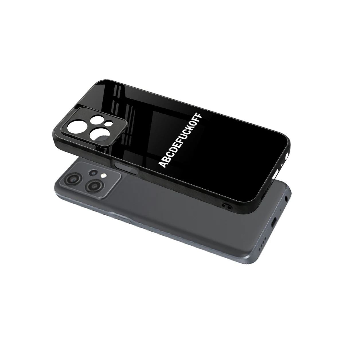 ABCDEFUCKOFF Black sleek oneplus nord ce 2 lite cover with tempered glass back and TPU edges