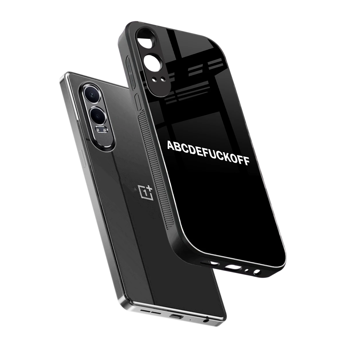 ABCDEFUCKOFF Black sleek oneplus nord ce 4 lite cover with tempered glass back and TPU edges