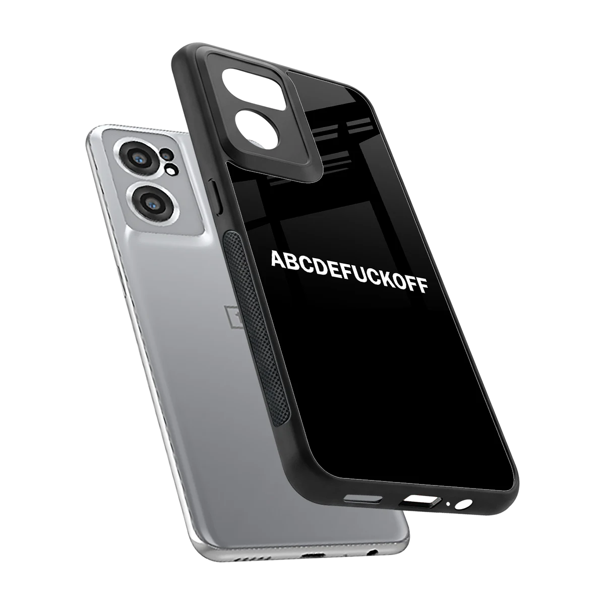 ABCDEFUCKOFF Black sleek oneplus nord ce 2 cover with tempered glass back and TPU edges