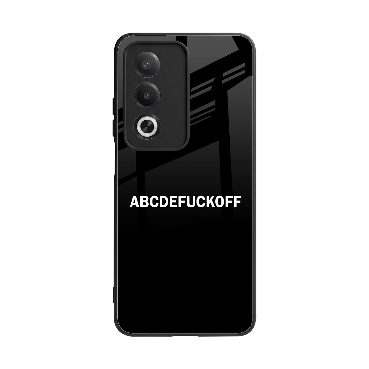 ABCDEFUCKOFF Black back phone cover | glass case for oppo a3 pro