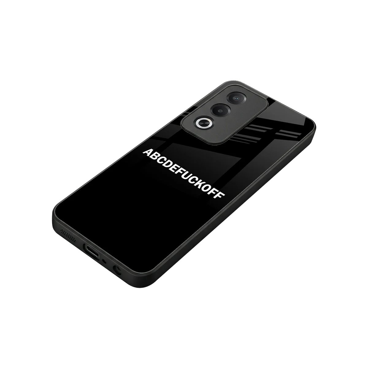 ABCDEFUCKOFF Black stylish phone case for oppo a3 pro | glossy glass and slim fit