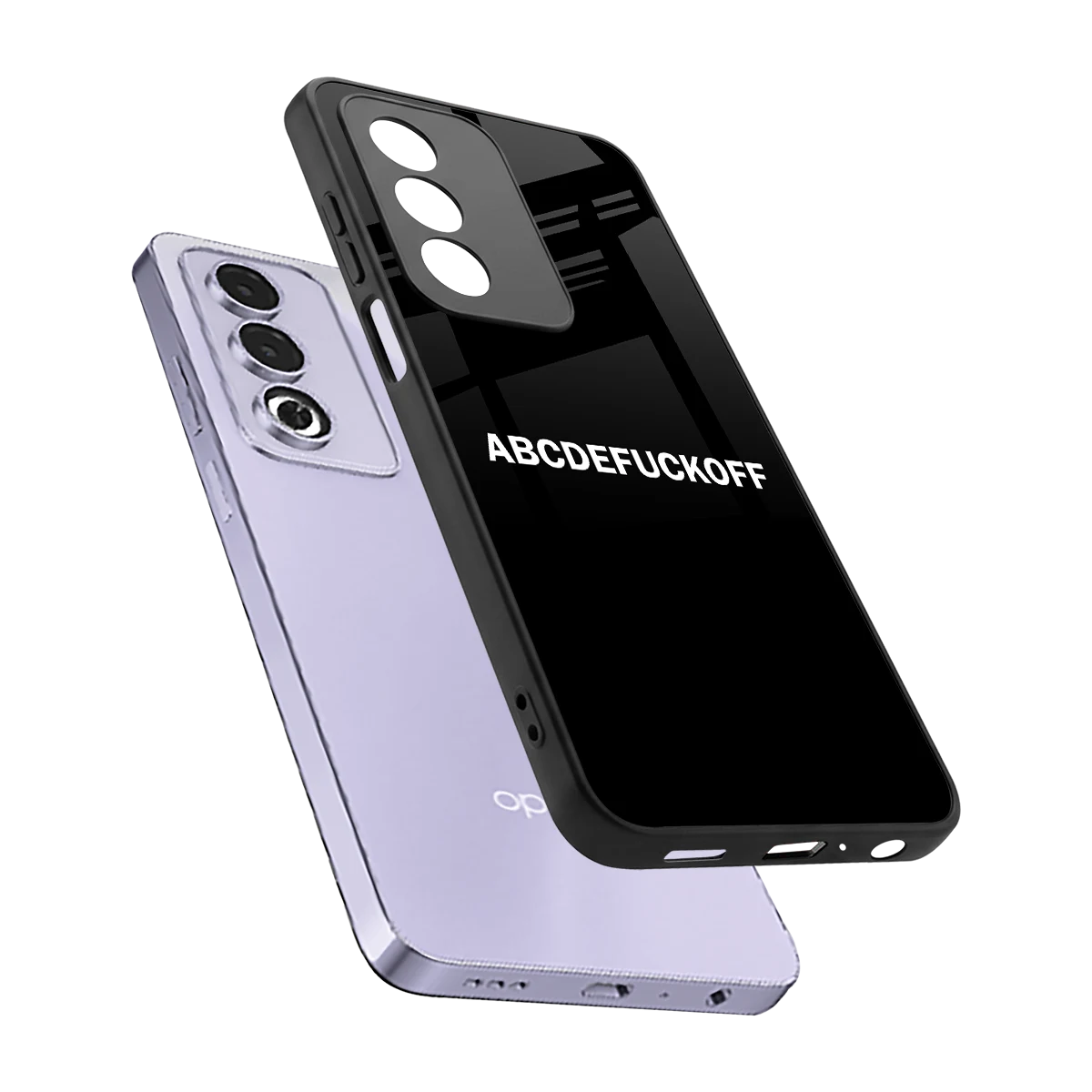 ABCDEFUCKOFF Black sleek oppo a3 pro cover with tempered glass back and TPU edges