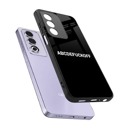 ABCDEFUCKOFF Black sleek oppo a3 pro cover with tempered glass back and TPU edges